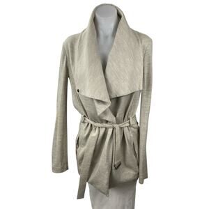 Helmut Lang Sonar 100% Wool Women's Gray Belted Long Sleeve Blazer Coat Jacket S